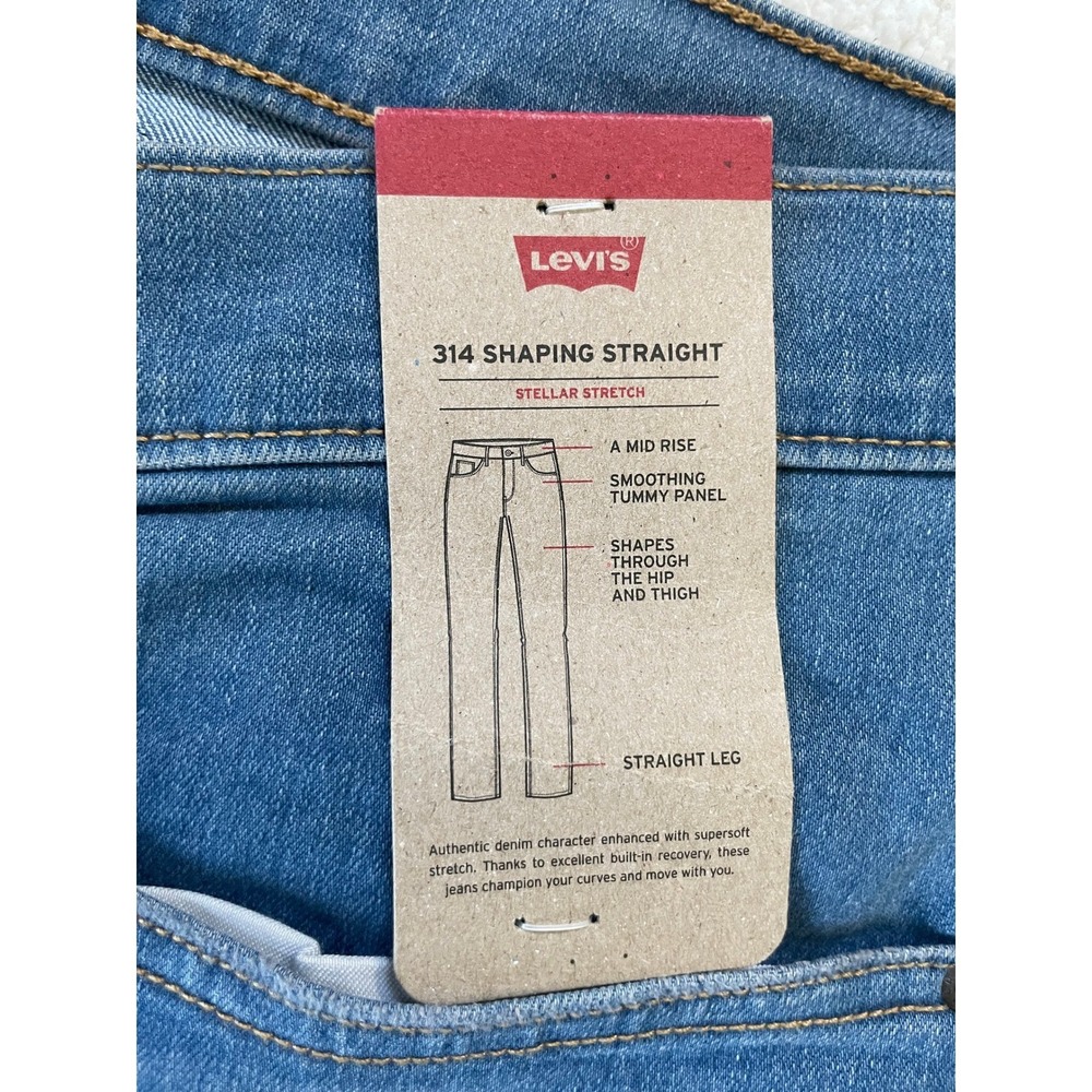 Levi Women 33 314 Shaping Straight Jeans Blue Stellar Stretch Mid Rise - Picture 4 of 16
